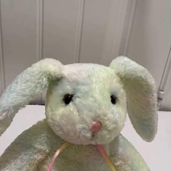 Fiesta 8" Rainbow Tie Dyed Bean Bag Kohair Bunny Rabbit Floppy Ears Plush Toy - Picture 3 of 10